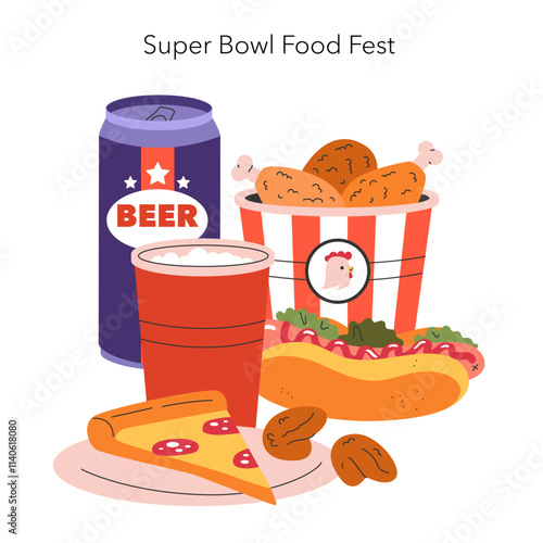 Super Bowl. Flat Vector Illustration