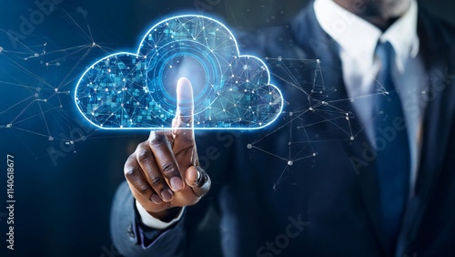 Wallpaper Mural Business people touching on cloud computing diagram. Cloud technology. Data storage. Networking and internet service concept. Information system for business. Online data management system Torontodigital.ca