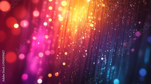 Abstract colorful background with bokeh lights and rays of light. photo