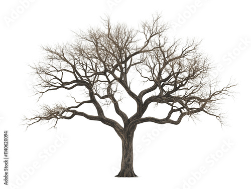 a old, dead tree with no leaves isolated on a transparent background