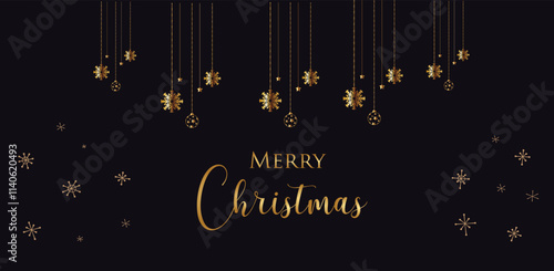 Merry Chrismas Day Golden Text Background Vactor Art