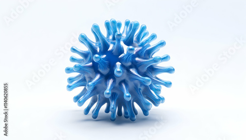 3D render of the coronavirus with a blue color on a white background