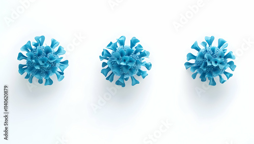 3D render of the coronavirus with a blue color on a white background