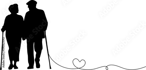 romantic grandparents silhouete