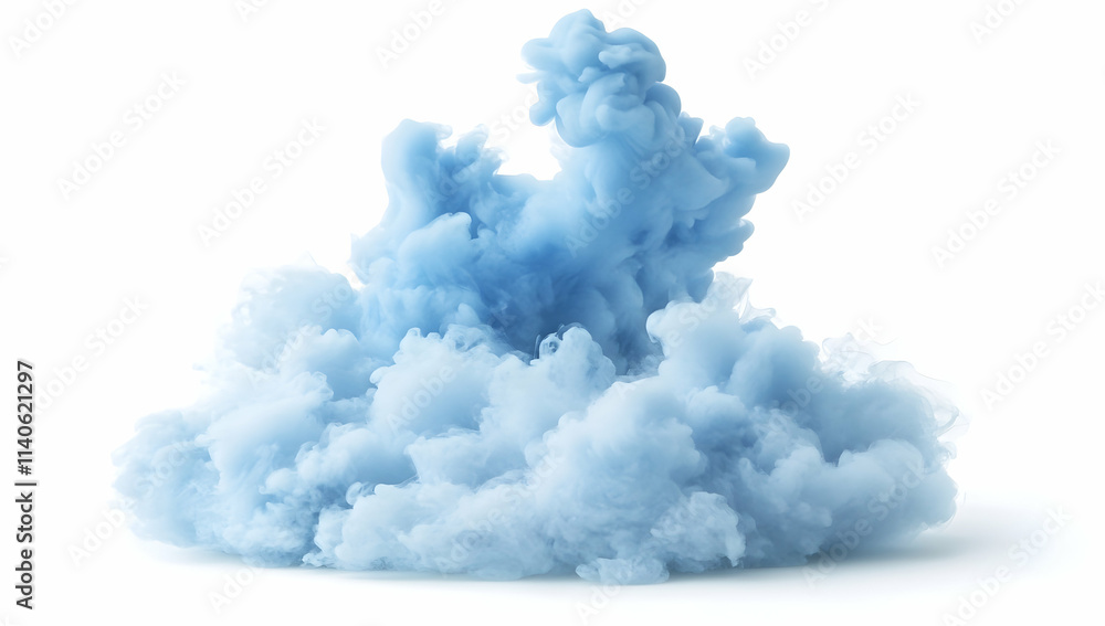 Blue smoke or cloud of ink in water, isolated on a white background Blue smoke or cloud of ink in water, isolated on a white background