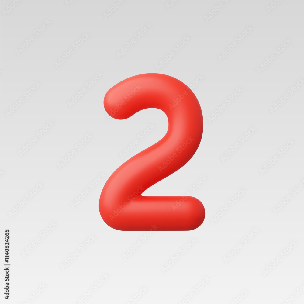 3d Realistic Number Two vector illustration 3d Realistic Number Two vector illustration