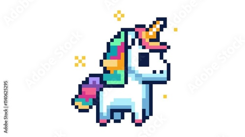 rainbow unicorn pixel art animation