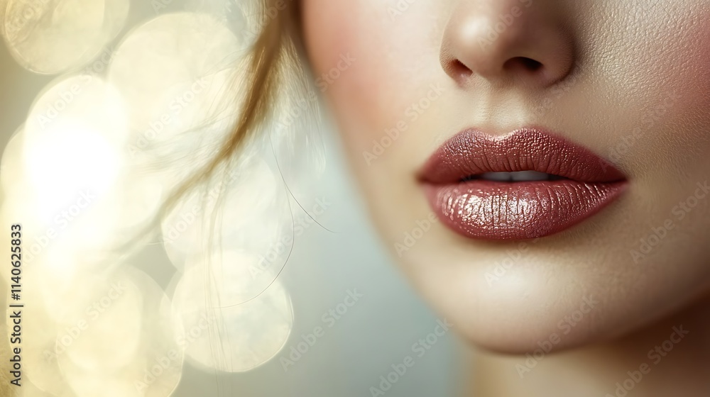 A soft, shadowed close-up of slightly parted lips with a subtle rose gloss, realistic textures highlighted under diffused warm light, surrounded by a creamy blurred background, elegant and minimal. A soft, shadowed close-up of slightly parted lips with a subtle rose gloss, realistic textures highlighted under diffused warm light, surrounded by a creamy blurred background, elegant and minimal.