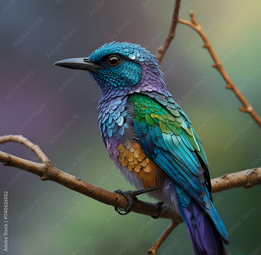 Fototapeta premium blue and yellow billed toucan AI generative