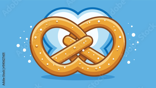 Deliciously crafted vector illustration of a golden pretzel with heart-shaped background showcasing a fun and inviting concept