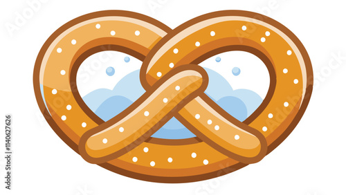 Deliciously crafted vector illustration of a golden pretzel with heart-shaped background showcasing a fun and inviting concept