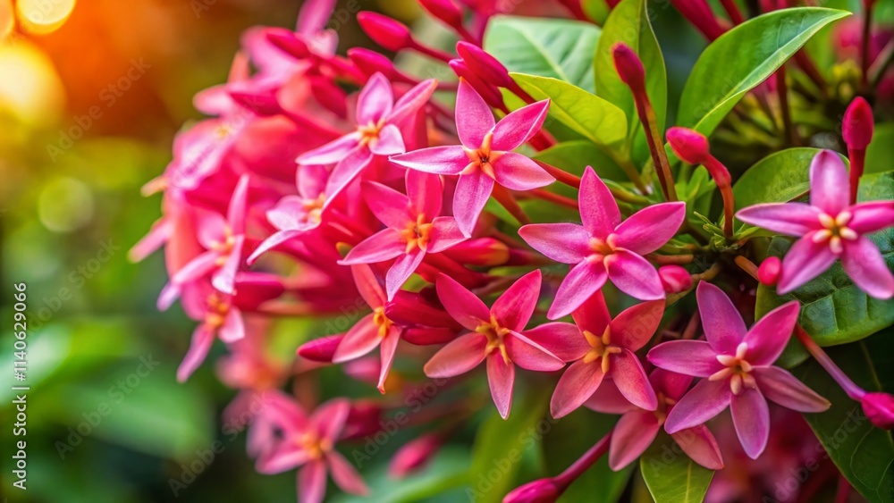 Obraz premium Pink Jasmine Vine Macro Photography: Close-Up Images of Delicate Flowers & Blossoms