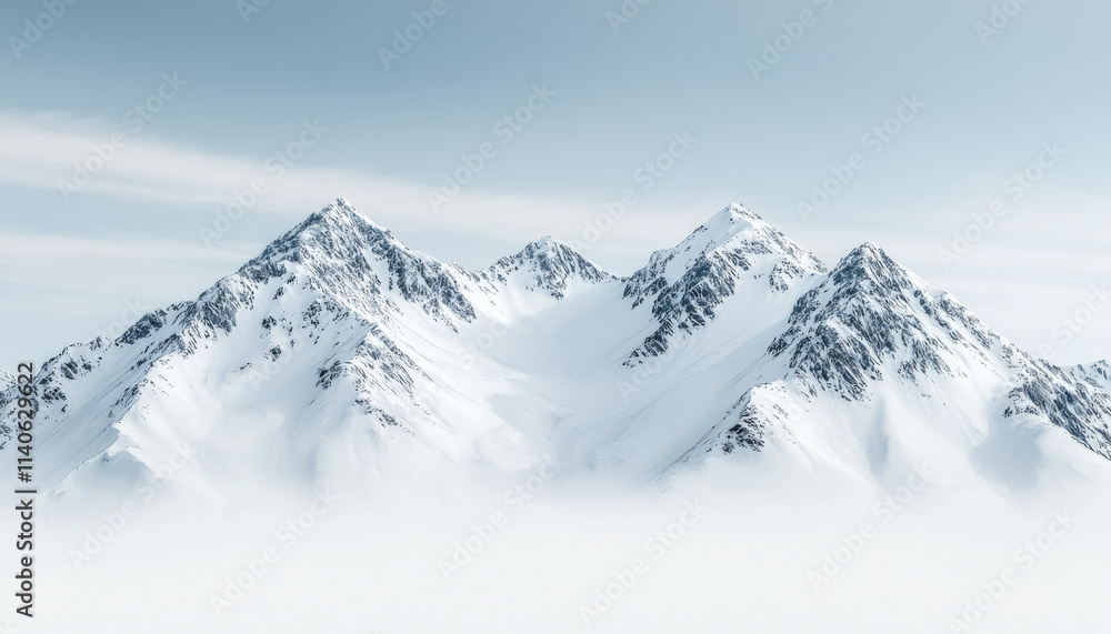 Majestic snow covered mountains under clear blue sky Majestic snow covered mountains under clear blue sky