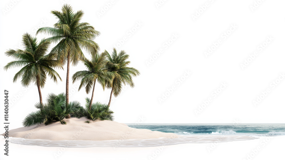 serene tropical island with palm trees and gentle ocean waves serene tropical island with palm trees and gentle ocean waves
