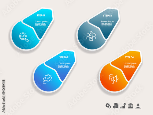 simple infographics timeline business workflow report background with business icon 4 steps for presentation