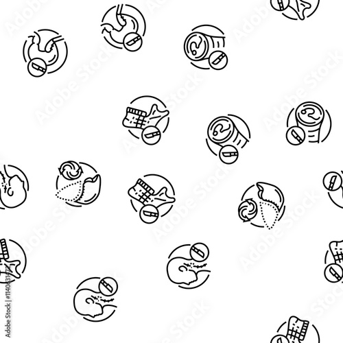 surgery operate room invasive vector seamless pattern thin line illustration