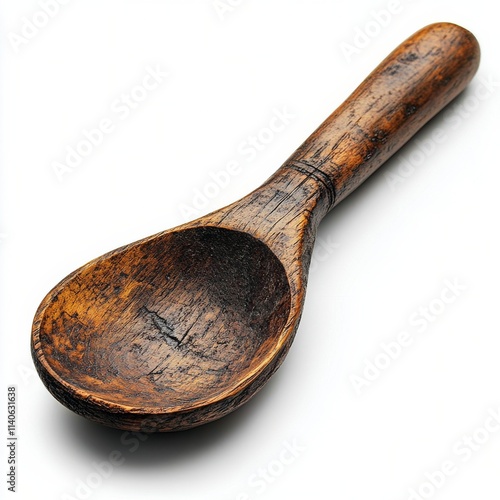 Handcrafted wooden spoon with rustic finish on a clean background