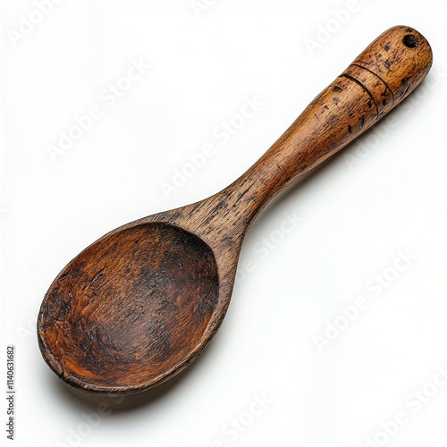 Handcrafted wooden spoon with rustic finish on a clean background