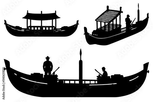 Boat vector silhouette vector illustration.