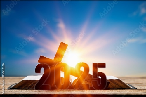 2025 new year with cross with sunrise background