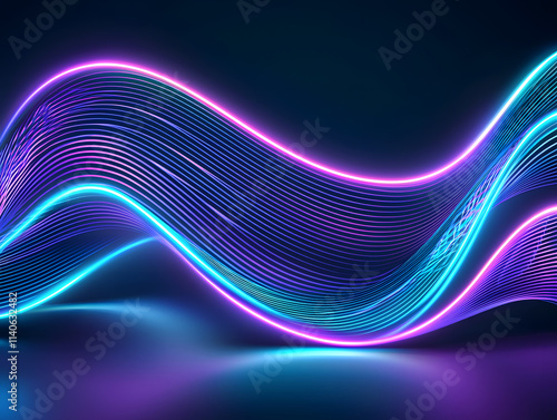Dynamic neon waves abstract digital art light trails modern design futuristic concepts vibrant colors