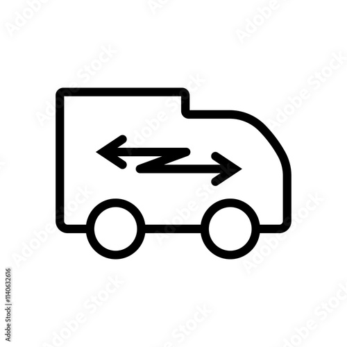 truck icon with arrow, simple flat style, illustration, logo sign symbol pictogram template, for ui or ux isolated on white for mobile app, editable