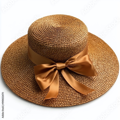 Stylish straw hat with a wide brim and elegant bow for summer outdoor occasions