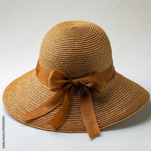 Stylish straw hat with a wide brim and elegant bow for summer outdoor occasions