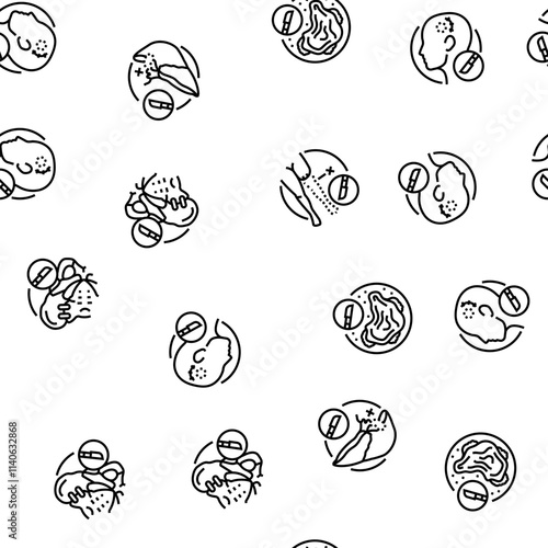 surgery operate room invasive vector seamless pattern thin line illustration