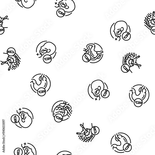 surgery operate room invasive vector seamless pattern thin line illustration
