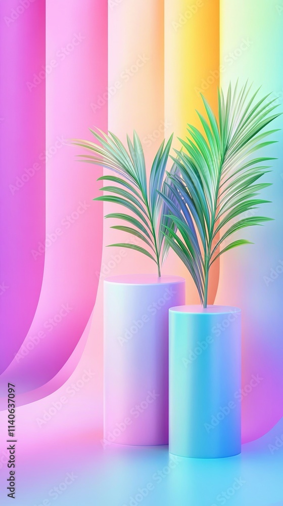 Minimalist Gradient Design with Tropical Plants Minimalist Gradient Design with Tropical Plants