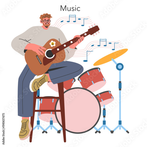Millennial Hobbies. Flat Vector Illustration