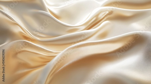 Piece of fabric with a pattern that is very smooth and shiny. The fabric is white and has a gold hue