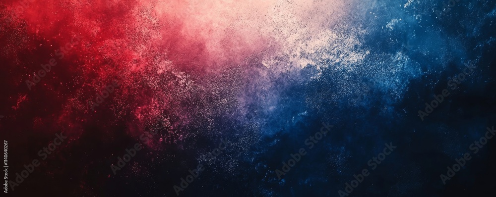 Fototapeta premium Dark gradient, glowing red blue shapes, grainy texture noise, banner header design, Generative AI