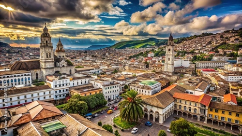 Quito Basilica National Vow Panoramic Cityscape Historic Center Ecuadorian Capital