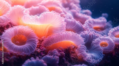 Vibrant coral polyps thriving in underwater ecosystem