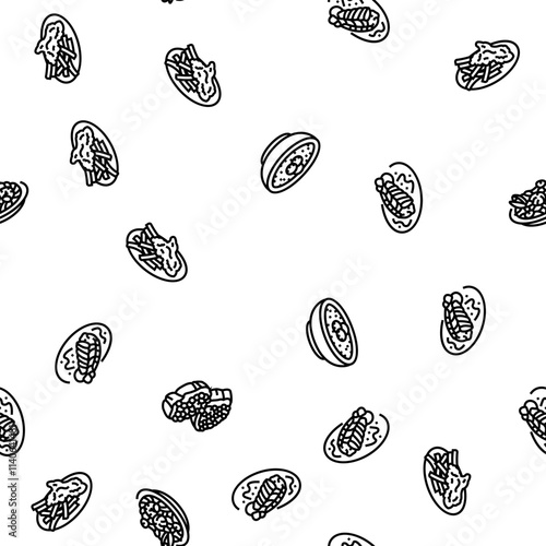sea cuisine italian cook greece vector seamless pattern thin line illustration