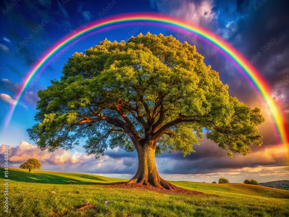 Obraz premium Rainbow Tree Photography: Stunning Nature Images, Vibrant Colors, Magical Forest Scenes, Breathtaking Landscapes, Artsy Photos, Beautiful Rainbow Pictures, Nature Photography, Rainbow Pictures