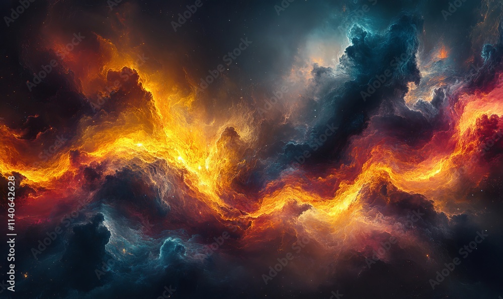 Abstract dark smoke clouds with accents, Generative AI Abstract dark smoke clouds with accents, Generative AI