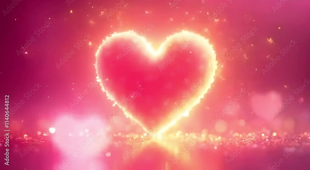 Romantic 4K Video with Glowing Heart and Golden Sparkles Enchanting Love Background Romantic 4K Video with Glowing Heart and Golden Sparkles Enchanting Love Background