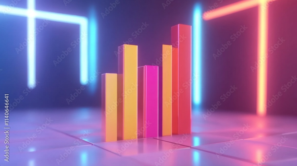 Vibrant Colorful Bars Representing Data Growth and Financial Success Vibrant Colorful Bars Representing Data Growth and Financial Success