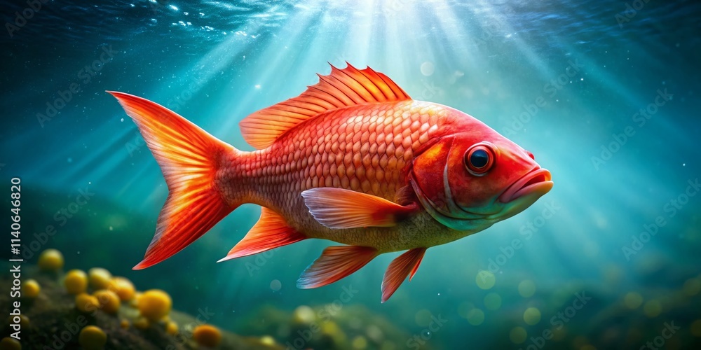 Fototapeta premium Red Fish, Aquarium Fish, Betta Fish, Goldfish, Koi, Tropical Fish, Red Fish Pictures, Red Fish Images, Beautiful Red Fish