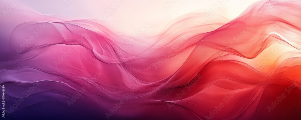 Fototapeta premium Red purple gradient, smooth grainy texture effect, abstract wave banner header design, Generative AI
