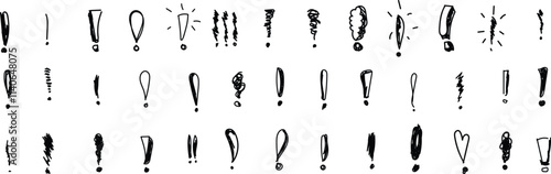 Hand drawn  Doodle  exclamation marks. vector eps10.