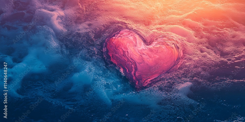 Fototapeta premium heart waves with surreal romantic tones, Generative AI