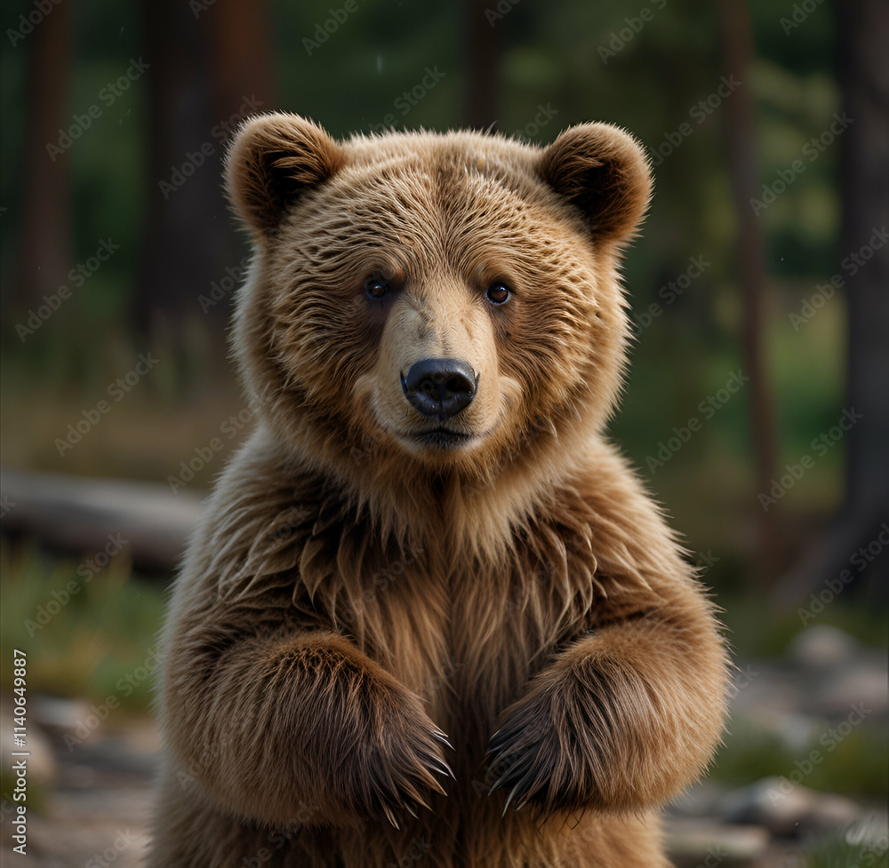 brown bear in the forest AI generative brown bear in the forest AI generative