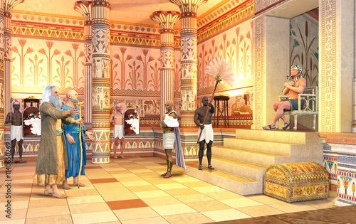 Biblical Moses speaks to Pharaoh Ramses to free the Israelites from slavery in Egypt