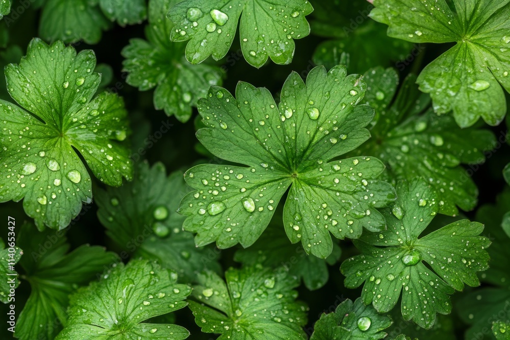 Raindrops on green leaves, fresh garden foliage, macro closeup, nature background, Generative AI Raindrops on green leaves, fresh garden foliage, macro closeup, nature background, Generative AI