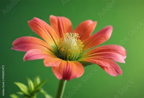 Macro shot of Cercestis mirabilis flower details on a green background , macro, closeup photo