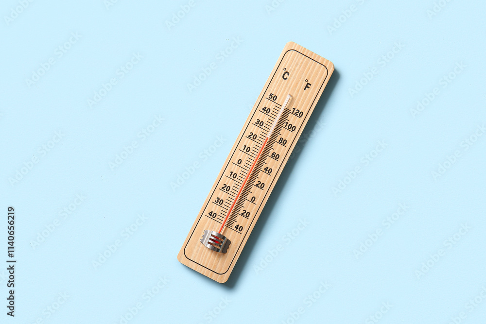 Weather thermometer on color background Weather thermometer on color background